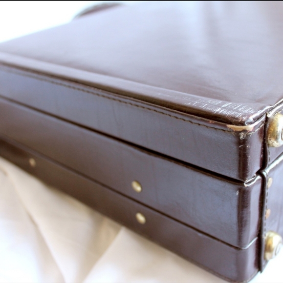 VINTAGE Genuine Leather Suitcase Buxton Brown | Excellent Condition Retro Unisex - Picture 14 of 15